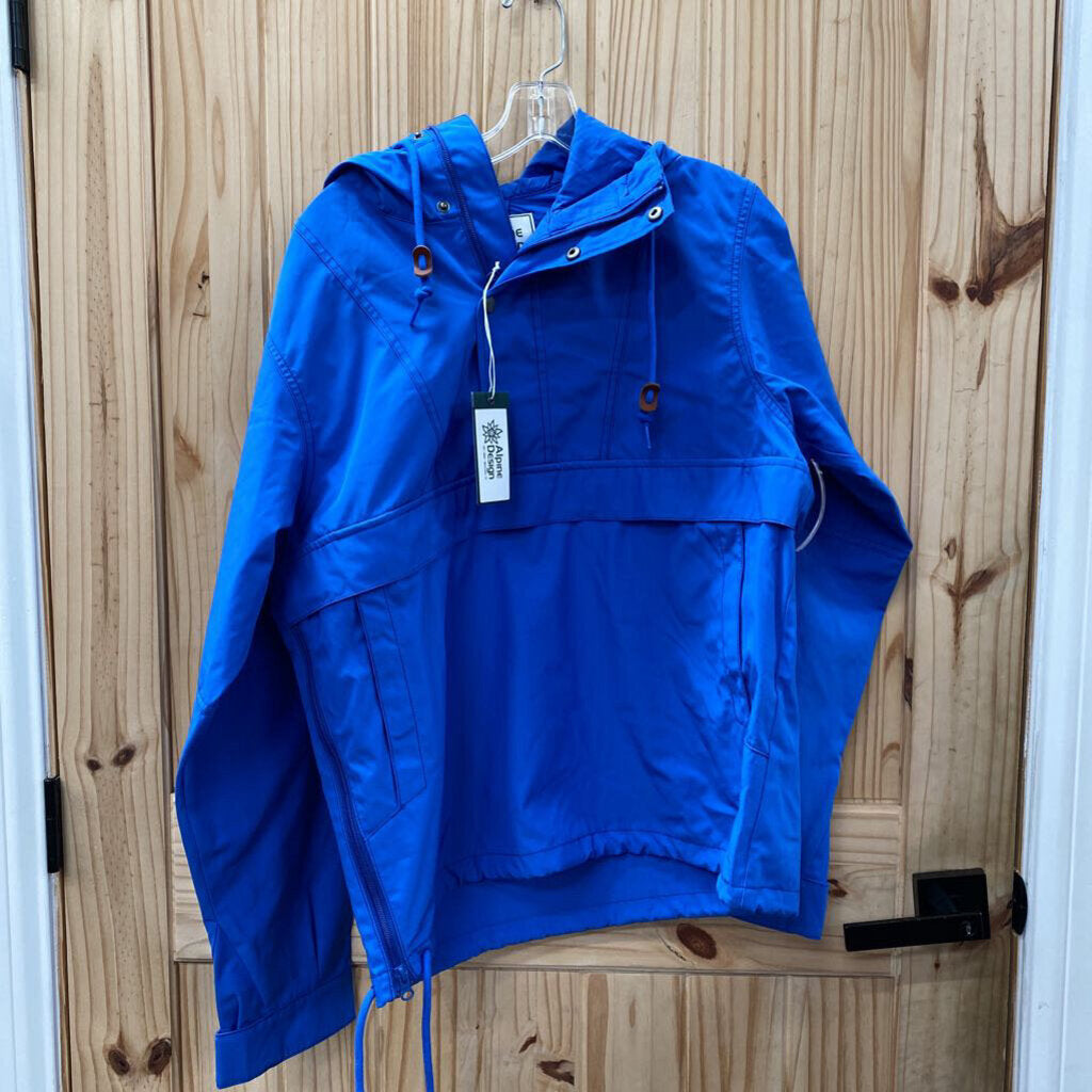 MENS ALPINE DESIGN BLUE INFUSION HOODED RAIN JACKET S NWT spw