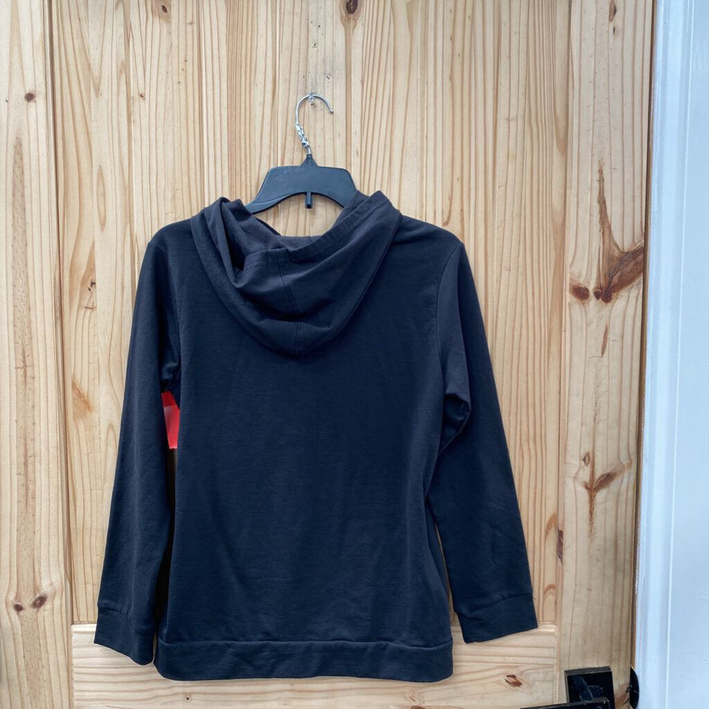 BOYS PUMA HOODIE BLK/WHITE/SILVER L 14/16