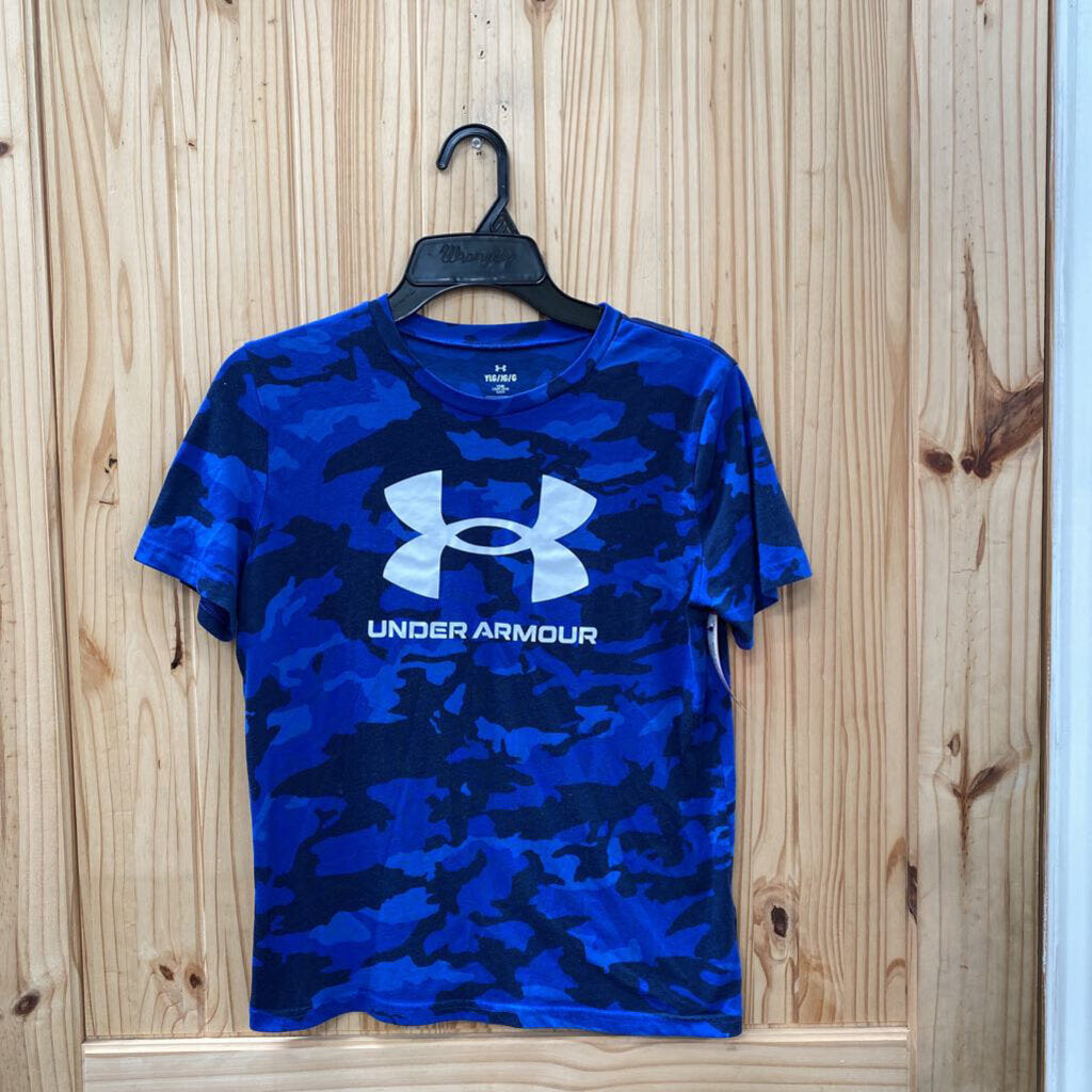 BOYS UNDER ARMOUR BLUE CAMO SHIRT YLG 12