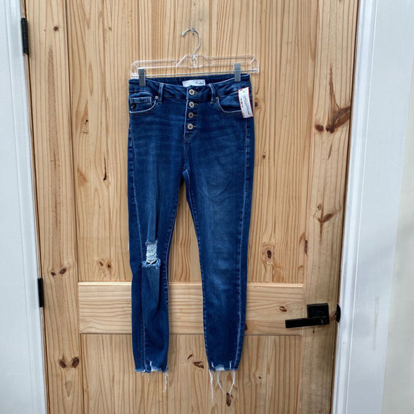 WOMENS KANCAN DK DENIM DIST. JEANS 5