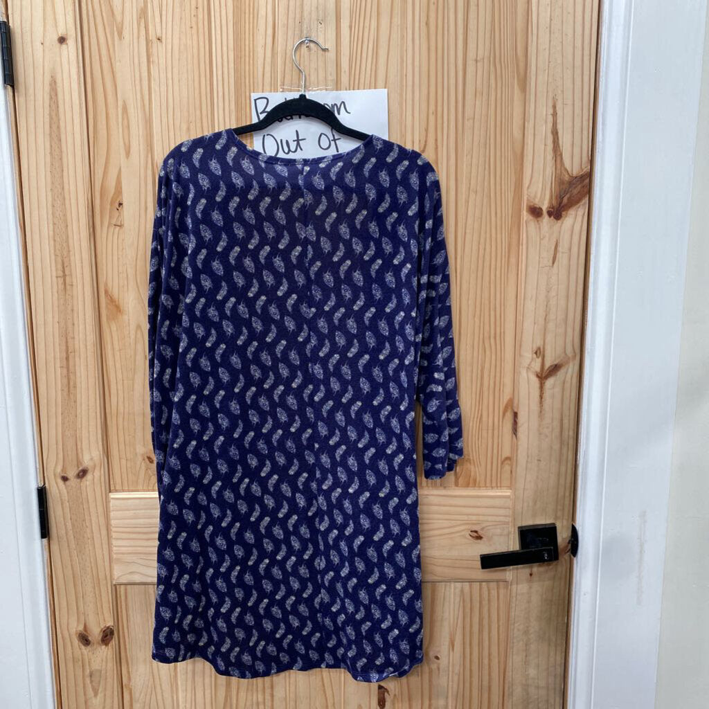 WOMENS LULAROE BLUE CARDIGAN W/FEATHERS L