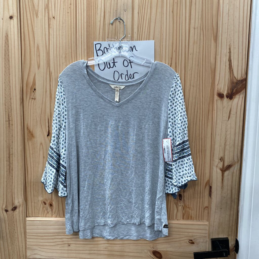 WOMENS MATILDA JANE CASUAL TOP GREY/FLORAL M