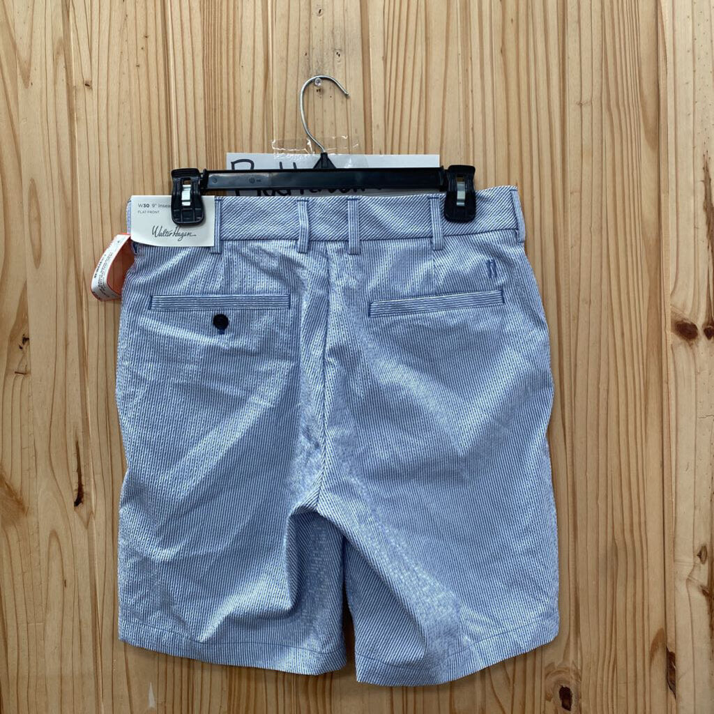 MENS WALTER HAGEN LINEN/WHITE STRIPE SHORTS 30 NWT