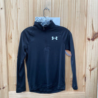 BOYS UNDER ARMOUR PULLOVER SHIRT BLK/WHITE YMD 10