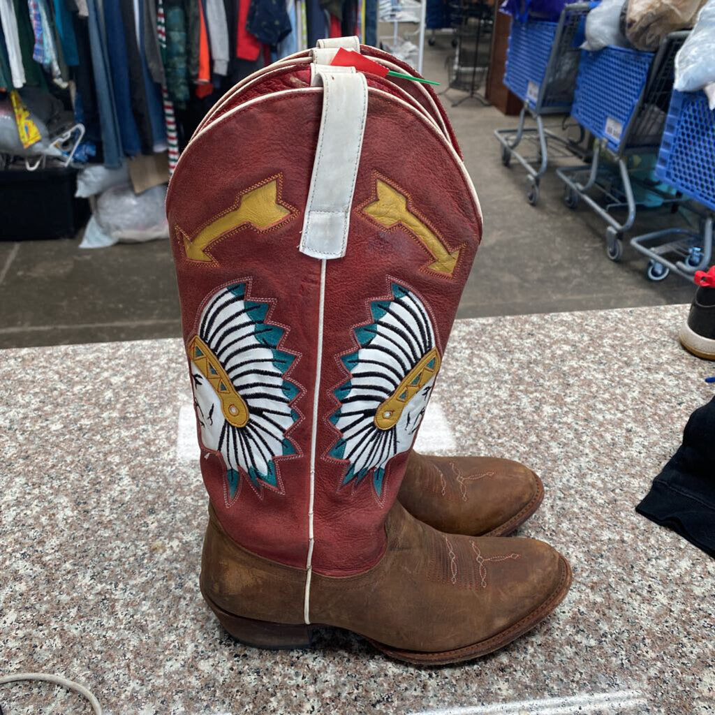WOMENS MACIE BEAN BOOTS W/INDIAN HEAD 8 1/2