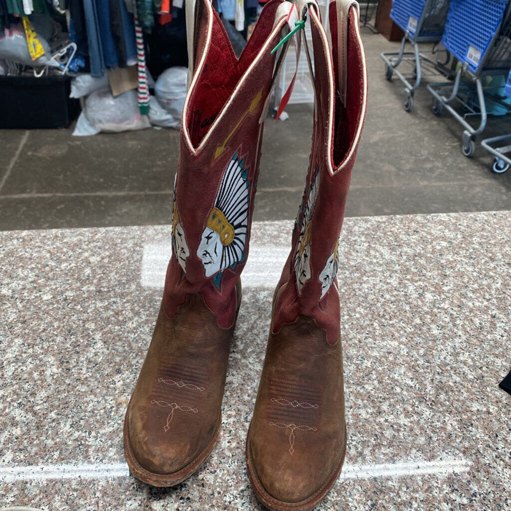 WOMENS MACIE BEAN BOOTS W/INDIAN HEAD 8 1/2