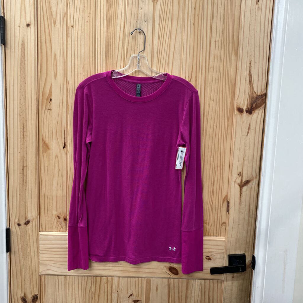 WOMENS UNDER ARMOUR LS MAGENTA SHIRT S