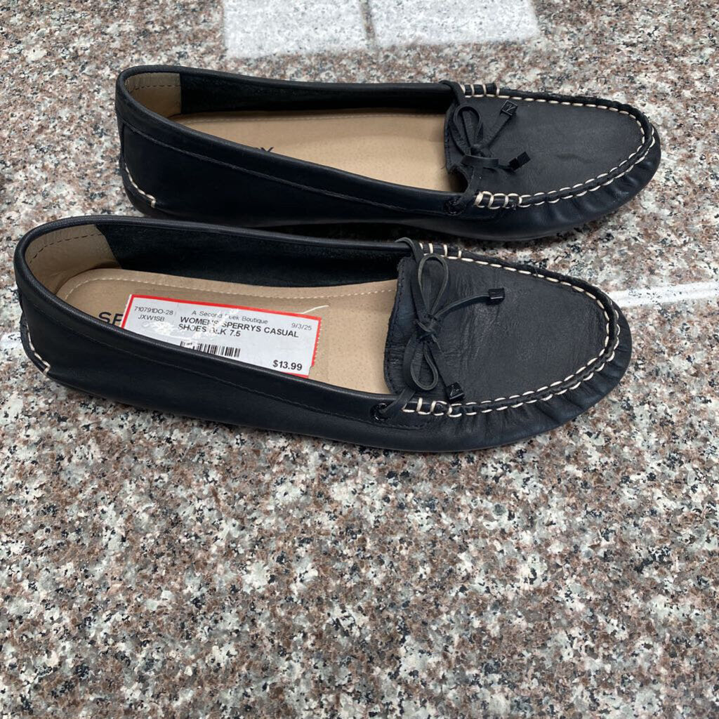 WOMENS SPERRYS CASUAL SHOES BLK 7.5