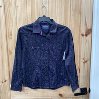 WOMENS ROUGH STOCK BLK LS SNAP UP SHIRT L