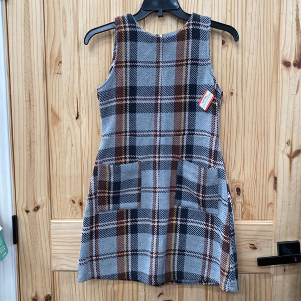 GIRLS GB GIRLS GREY PLAID SL DRESS 16