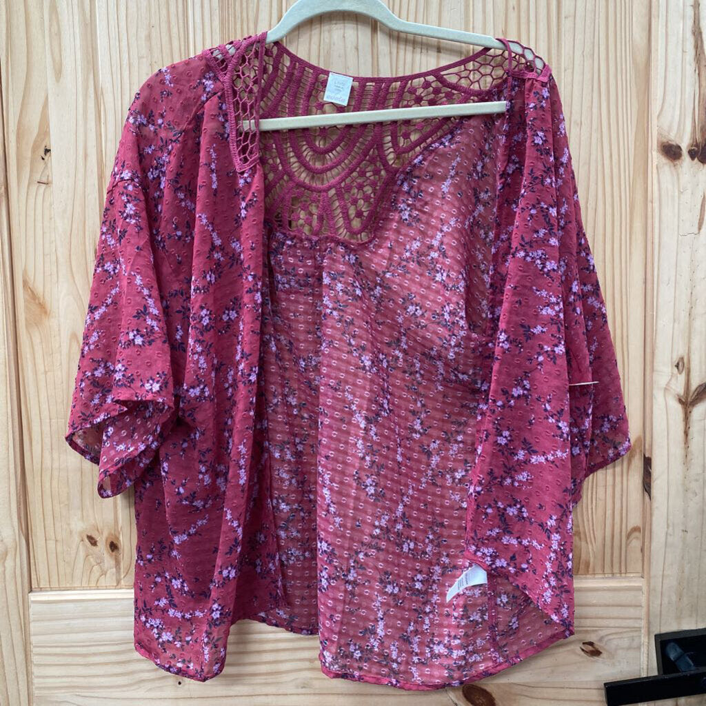 GIRLS EVSIE DKK MAUVE FLORAL CARDIGAN L 11/12