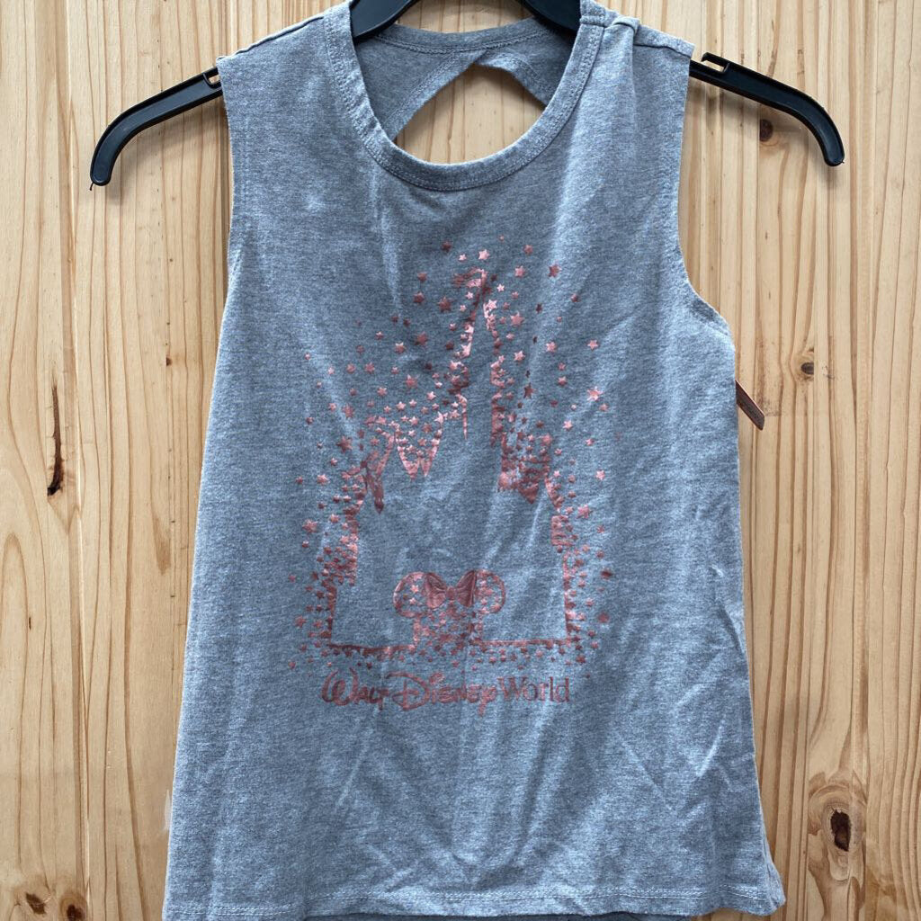 GIRLS WALT DISNEY WORLD GREY TANK W/ROSE GOLD L 12