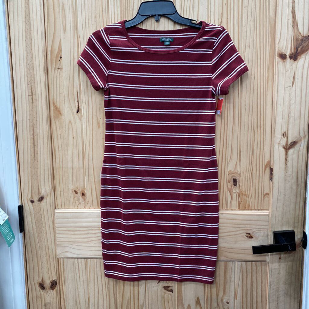 WOMENS WILD FABLE MAROON/WHITE STRIPE DRESS XS