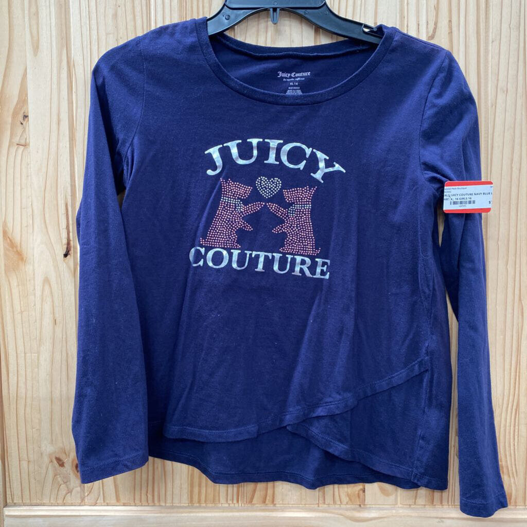 GIRLS JUICY COUTURE NAVY BLUE LS SHIRT XL 16