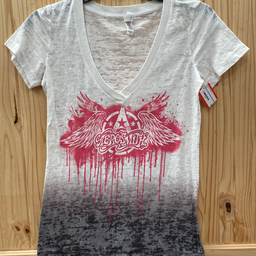 WOMENS PINK/WHITE/BLK SHIRT M