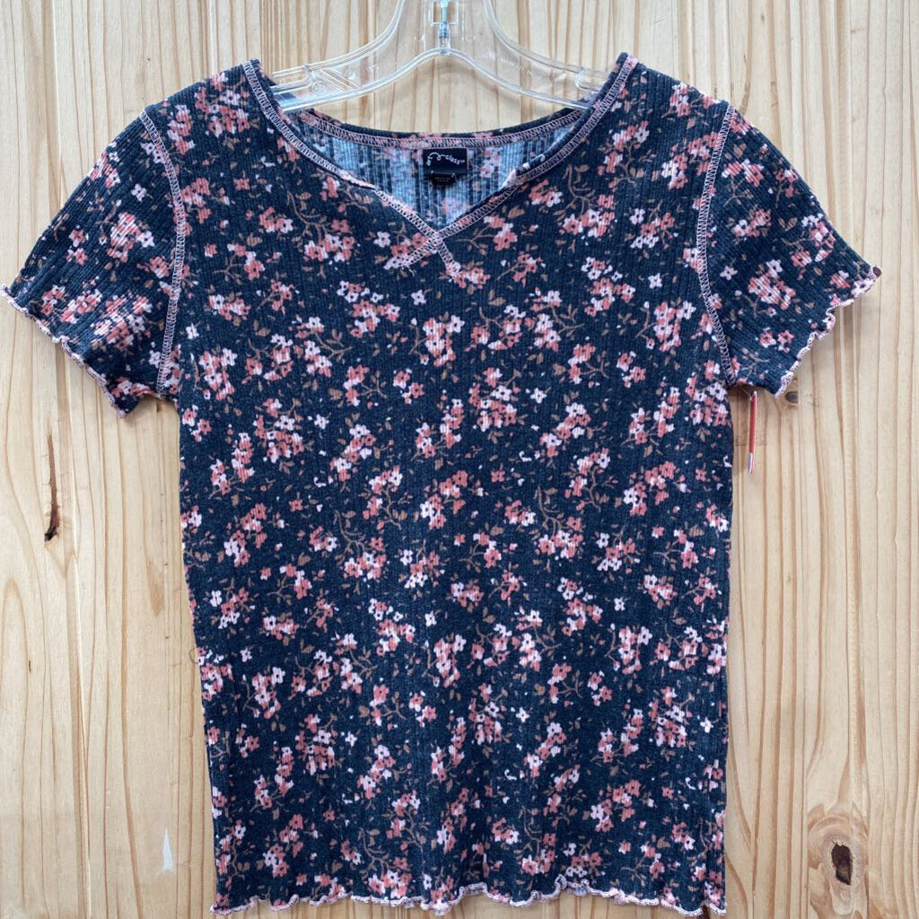 GIRLS ART CLASS BLK FLORAL TOP XL 14/16