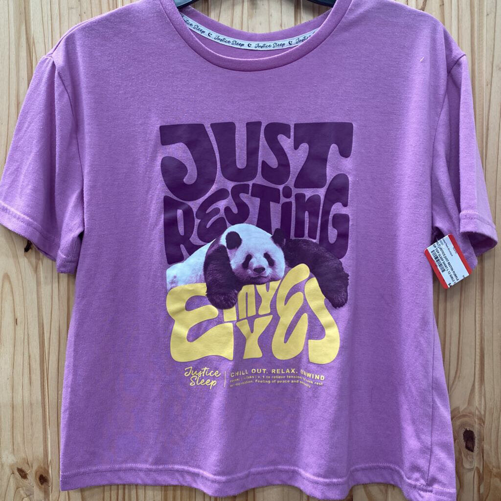 GIRLS JUSTICE JUST RESTIN PURPLE CROP TOP SLEEP SHIRT L 12