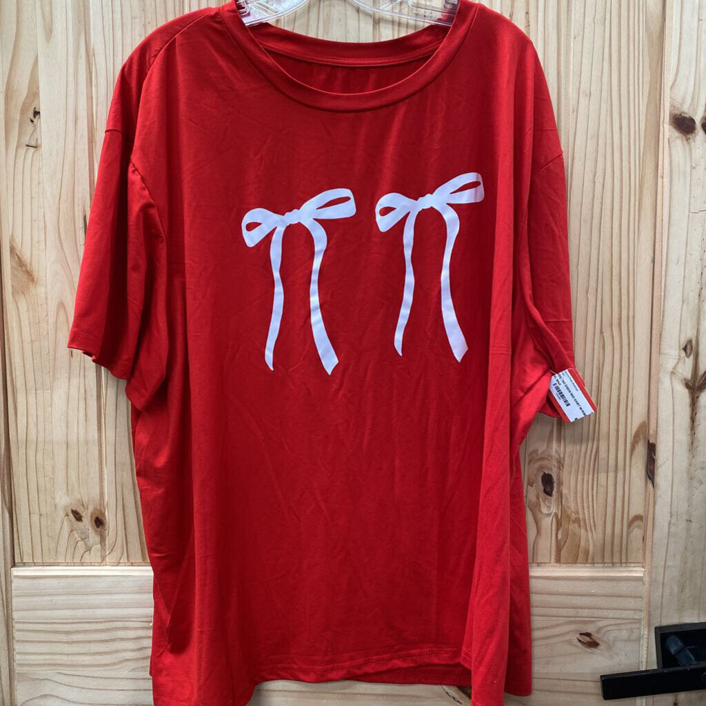 WOMENS SHEIN RED SHIRT W/RIBBONS 4XL