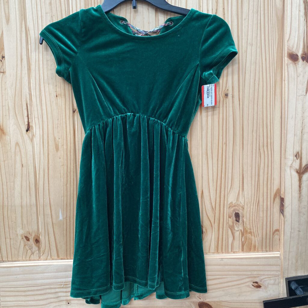 GIRLS COPPER KEY GREEN VELOUR DRESS S 5T/6