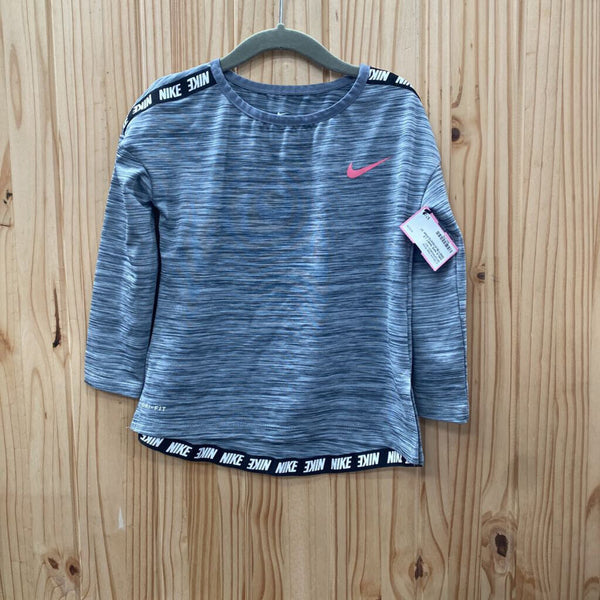 GIRLS NIKE SHIRT LS GREY/BLK/WHITE/PINK 3T