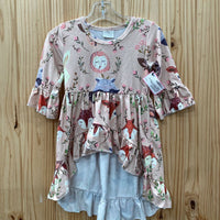 GIRLS PEACH LS SHIRT W/OWL/BUNNY/FOX/DEER XS 12/18M