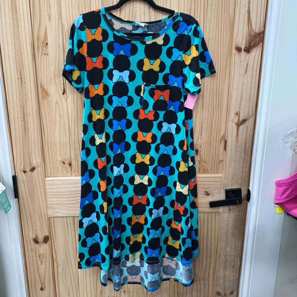 WOMENS LULAROE AQUA DRESS W/MINNIE MOUSE S