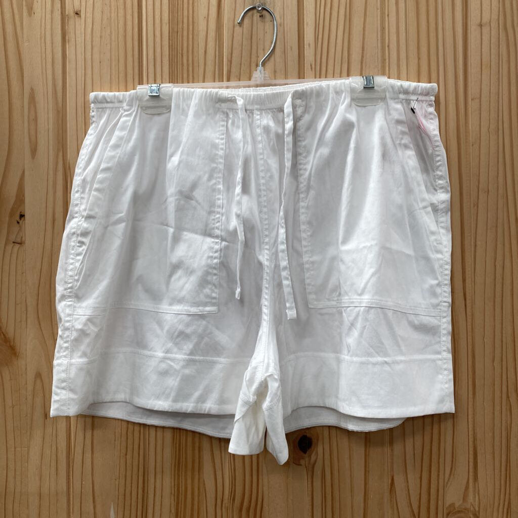 WOMENS LULULEMON COTTON-BLEND POPLIN HIGH RISE WHITE SHORTS L NWT