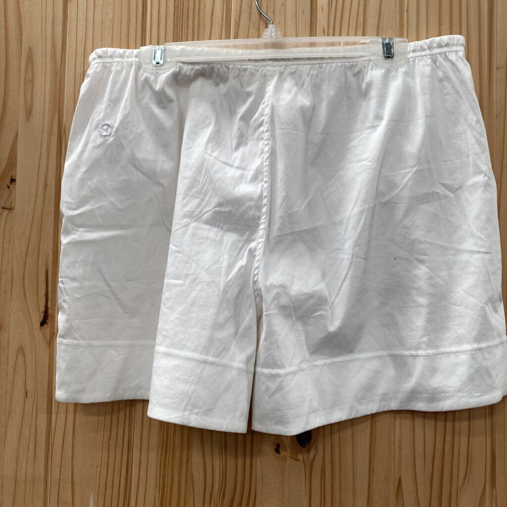 WOMENS LULULEMON COTTON-BLEND POPLIN HIGH RISE WHITE SHORTS L NWT