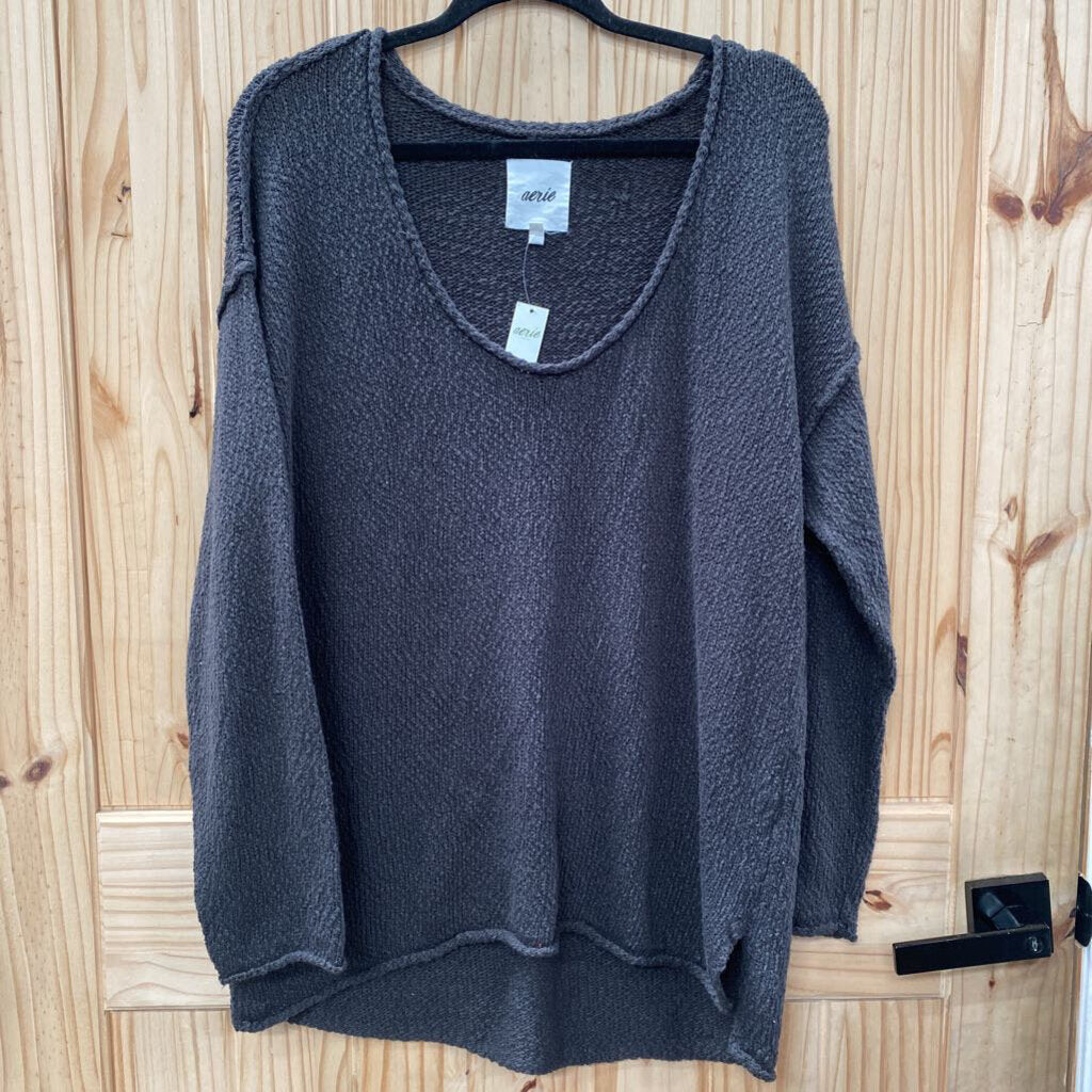 WOMENS AERIE DK GREY SWEATER SHIRT S NWT