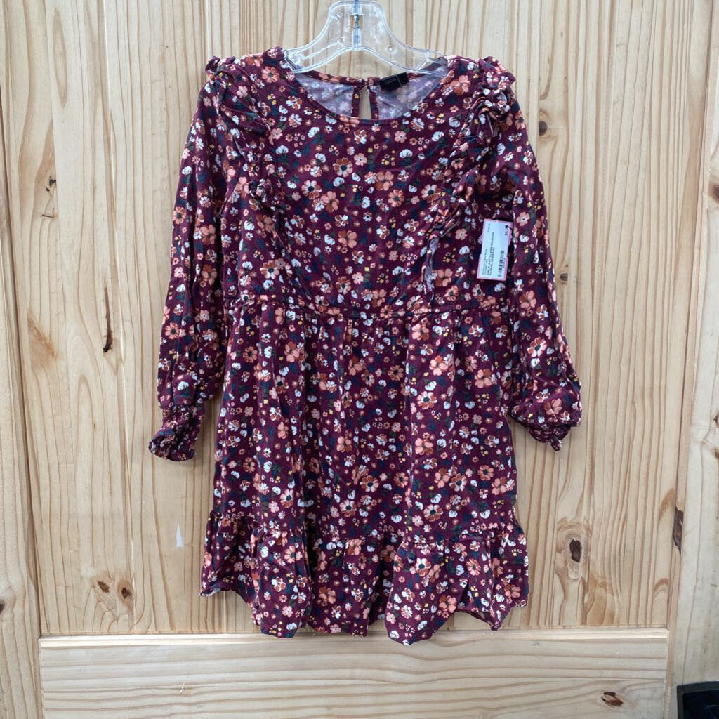 GIRLS ART CLASS MAROON FLORAL DRESS 5T