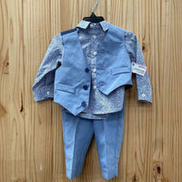 BOYS VAN HEUSEN 3PC SET LINEN/NAVY BLUE 6/9M
