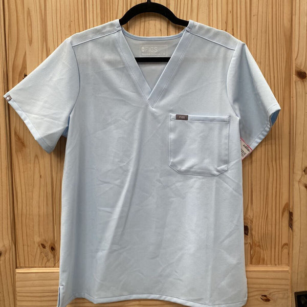 FIGS WOMENS SCRUB TOP LIGHT BLUE MEDIUM