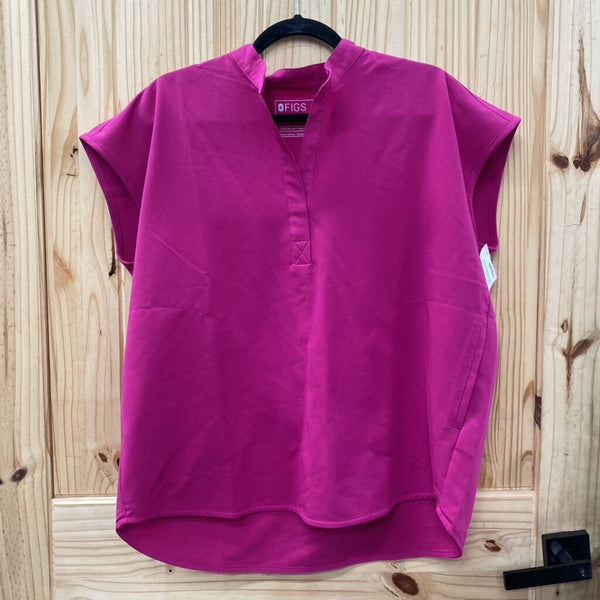 FIGS WOMENS SCRUB TOP DARK PINK MEDIUM (SPW)