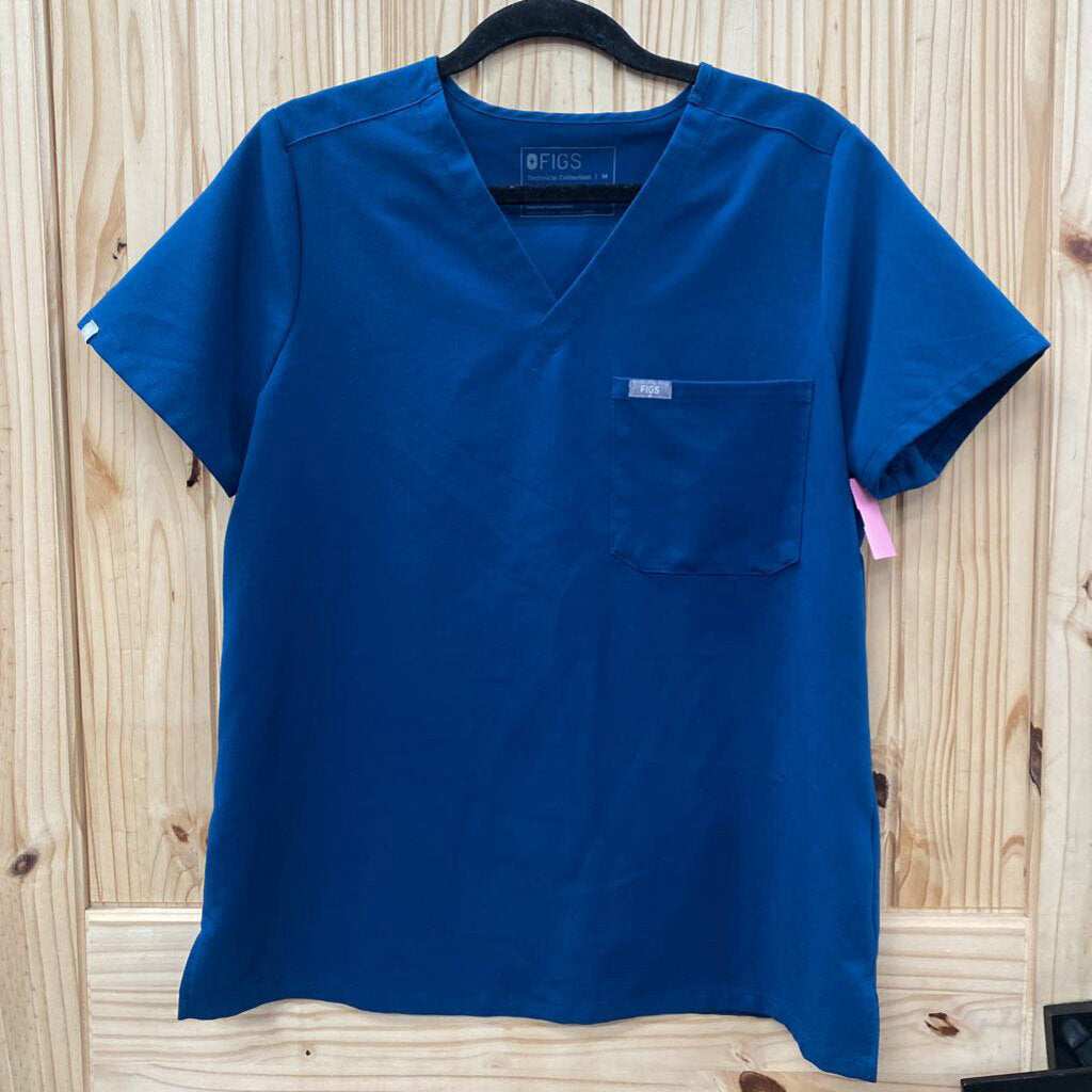 FIGS WOMENS SCRUB TOP NAVY BLUE MEDIUM (SPW)