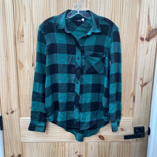 WOMENS BDG LS SHIRT GREEN/BLK PLAID XS NWT