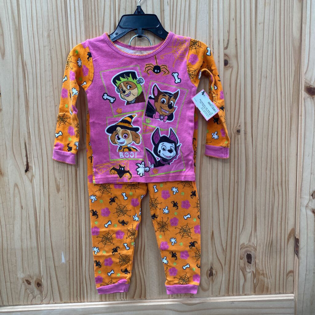 GIRLS PAW PATROL 2PC PAJAMA SET ORANGE/PINK 3T