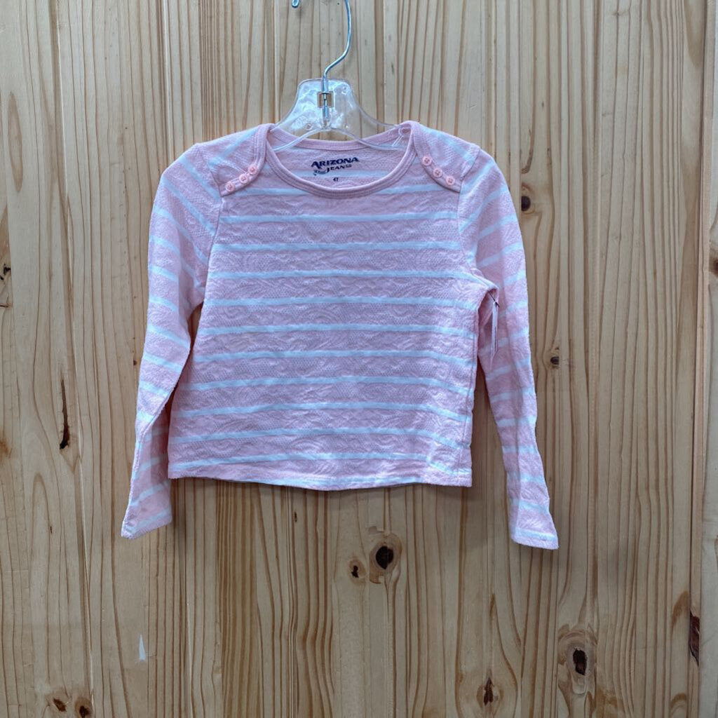 GIRLS ARIZONA PINK/WHITE LS SHIRT 4T