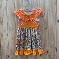 GIRLS ORANGE DRESS W/PUMPKINS XS 12/18M