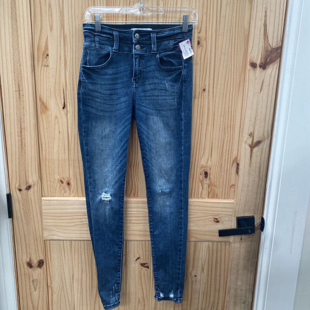 WOMENS KANCAN DK DENIM DIST. JEANS 27