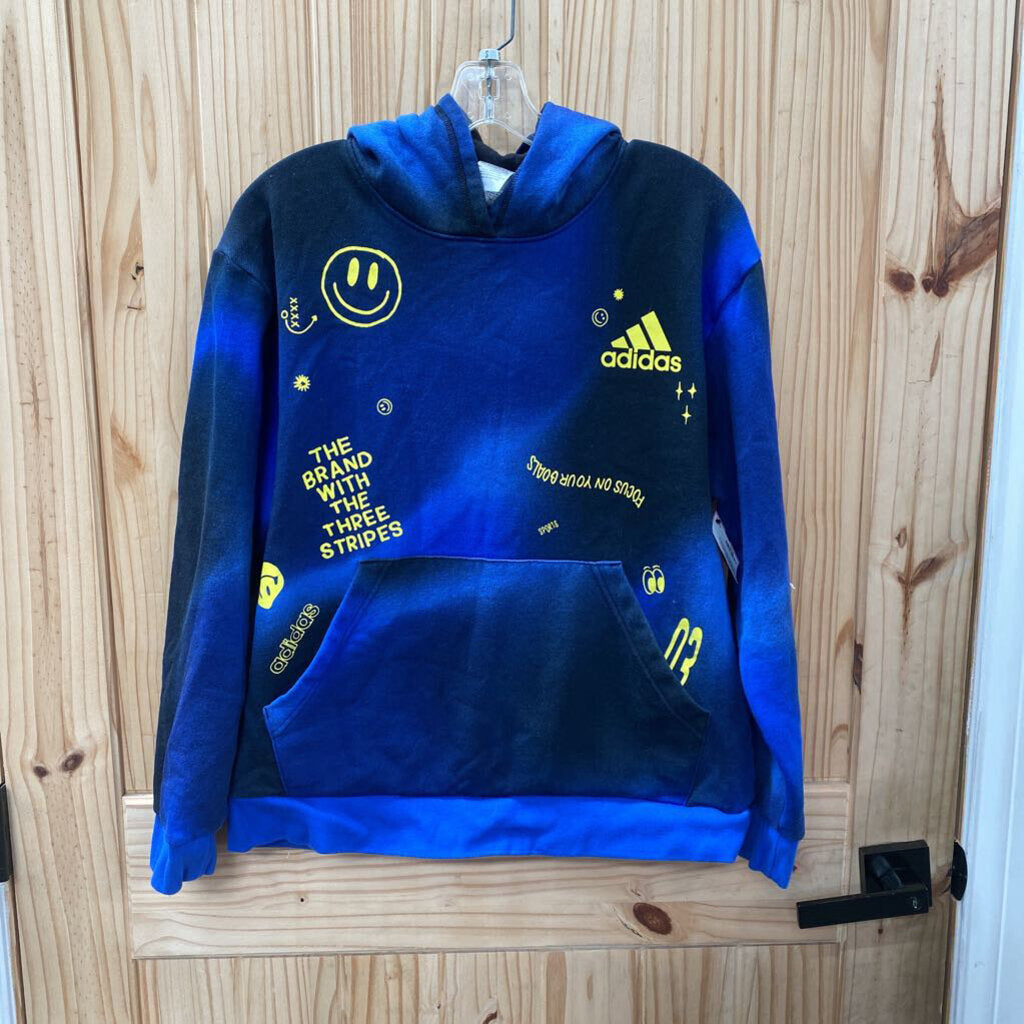 BOYS ADIDAS HOODIE BLUE/BLK/YELLOW 18/20