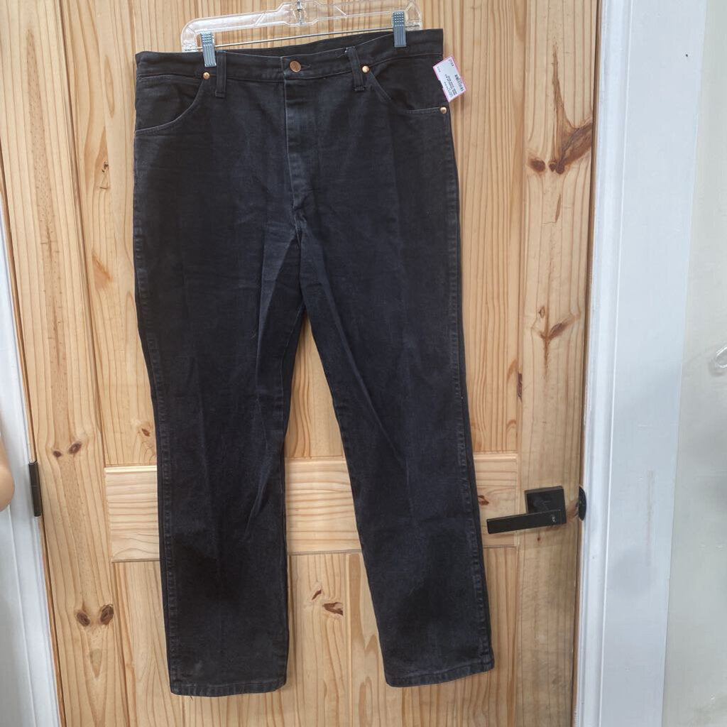MENS WRANGLER BLK DENIM JEANS 36X30
