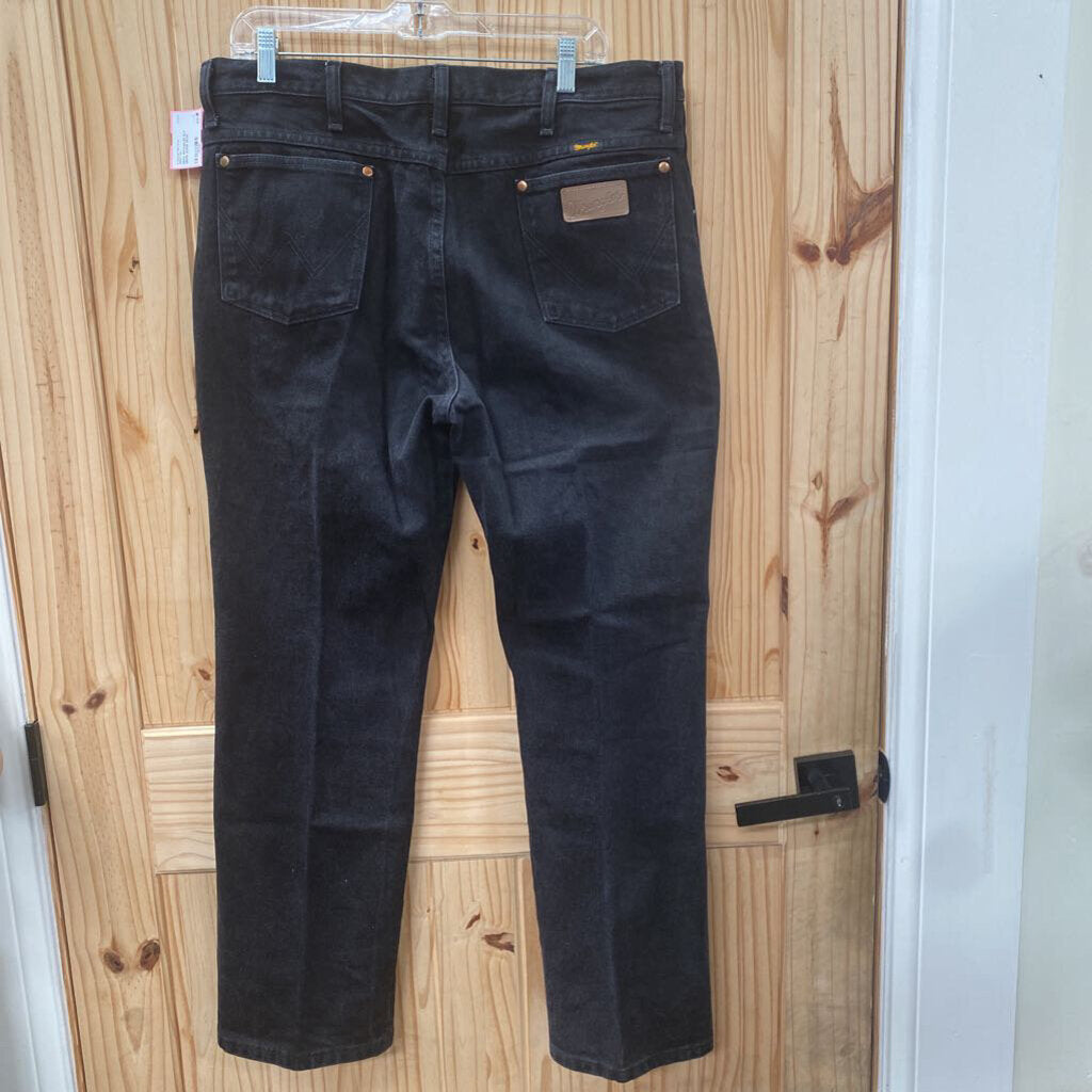 MENS WRANGLER BLK DENIM JEANS 36X30