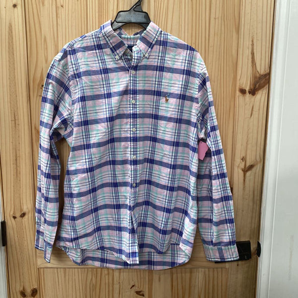 MENS RALPH LAUREN LS BUTTON UP PINK/BLUE/GREEN PLAID SHIRT XL