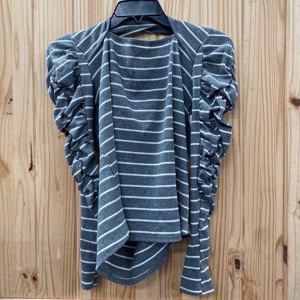 WOMENS MAURICES LS SHIRT GREY/WHITE M NWT