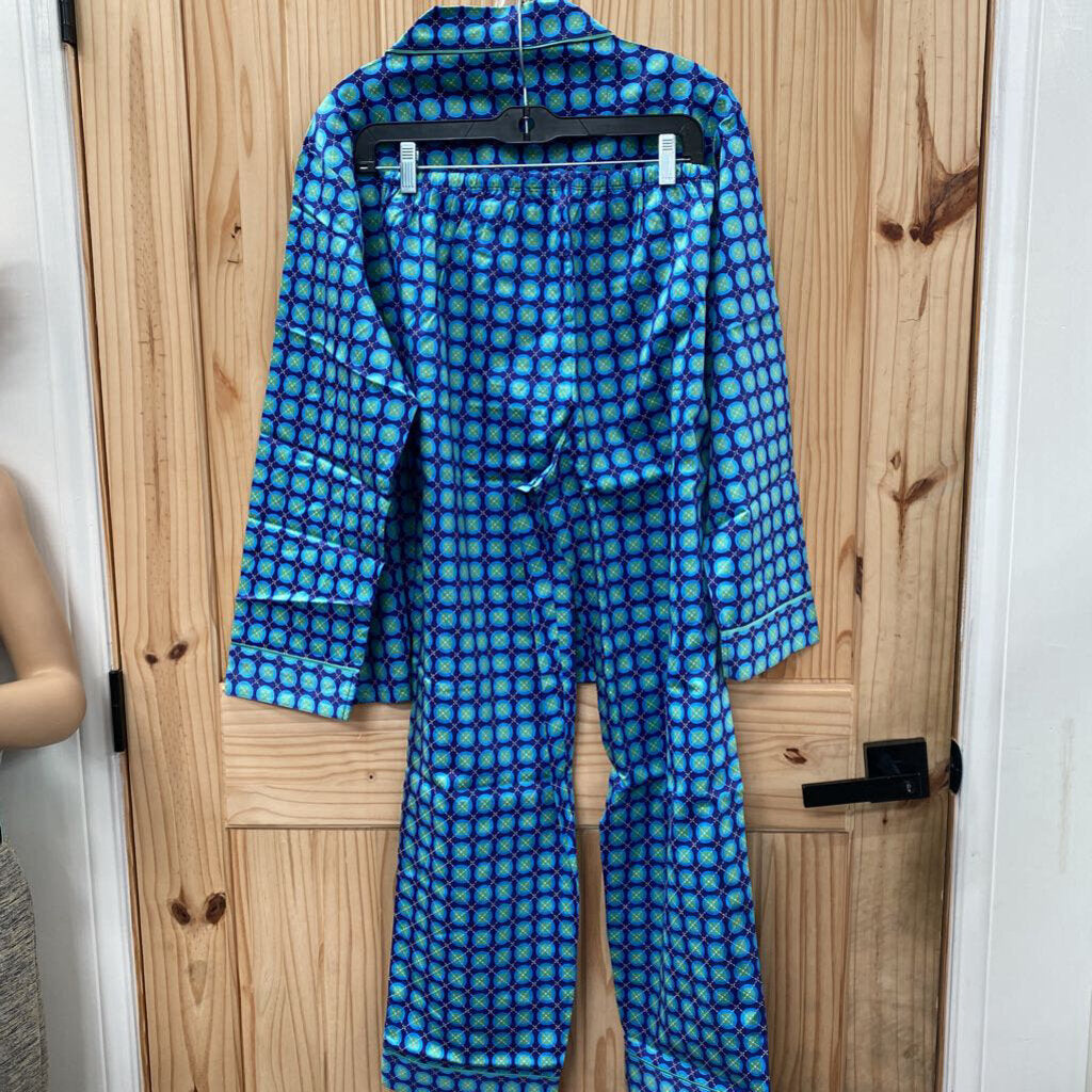 WOMENS ADONNA 2PC PAJAMA SET BLUE/LIME GREEN M NEW