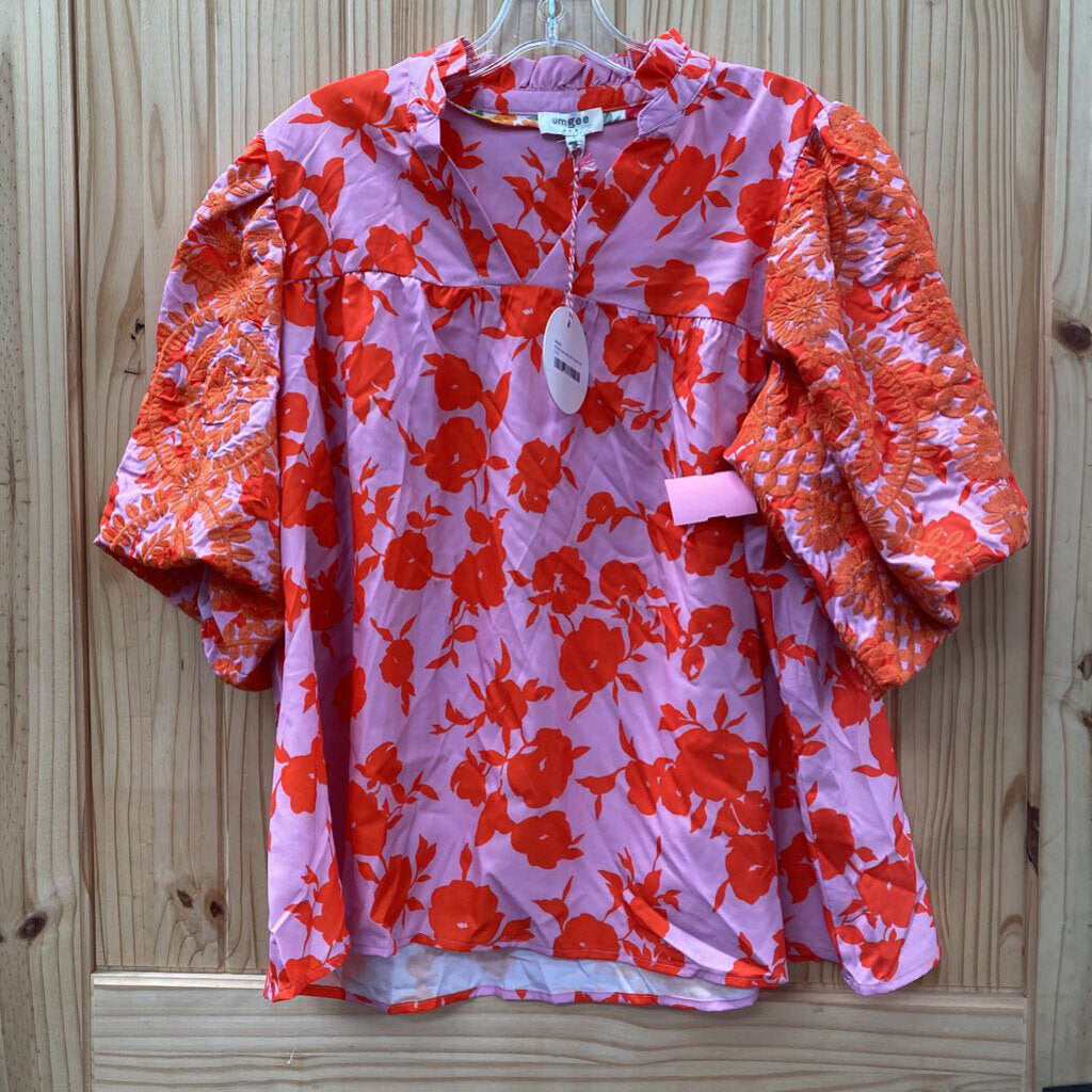 WOMENS UMGEE CASUAL TOP LILAC/ORANGE L NWT