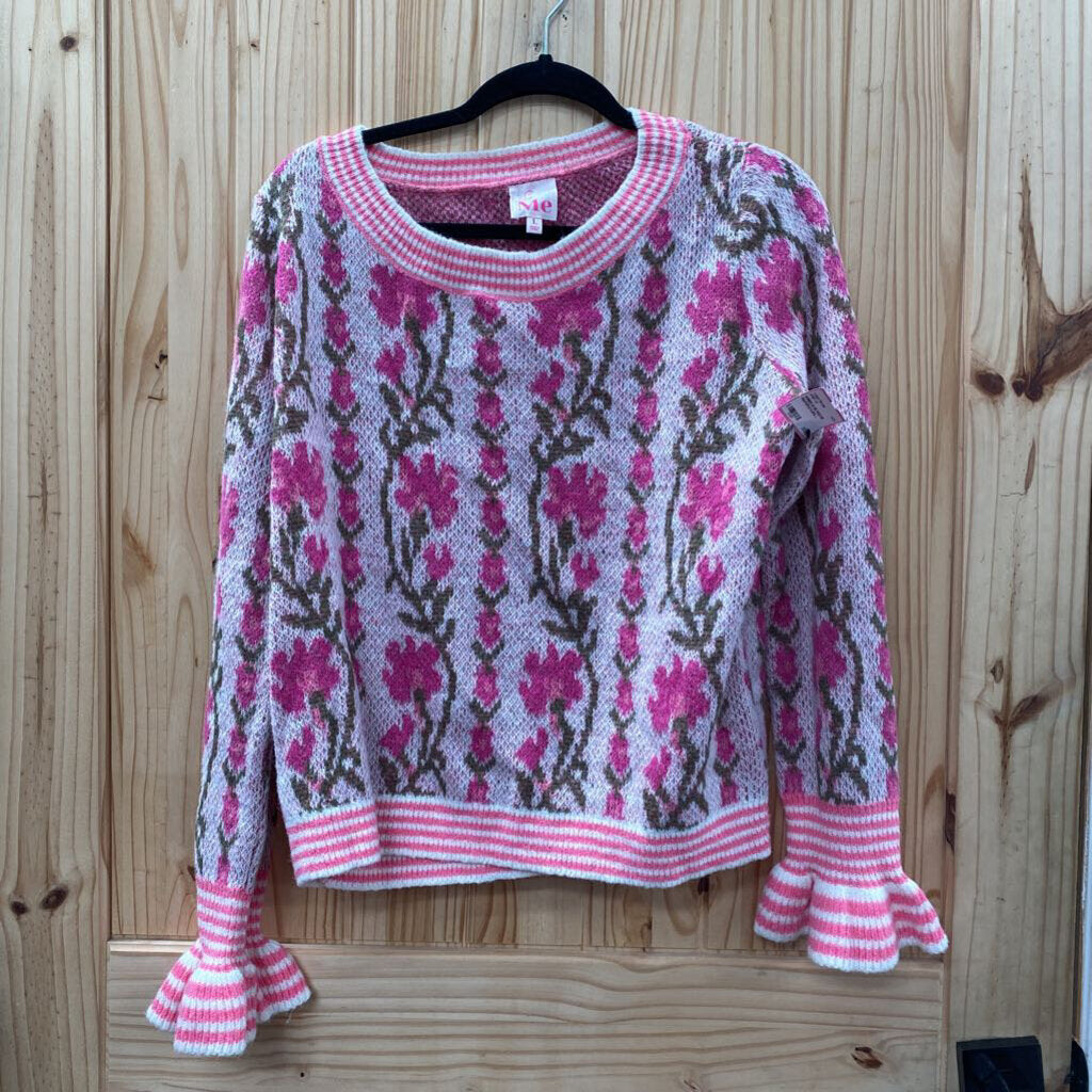 WOMENS SO ME SWEATER PINK/PURPLE FLORAL L
