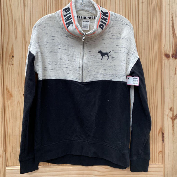 WOMENS VS PINK PULLOVER LT GREY/BLK/CORAL S