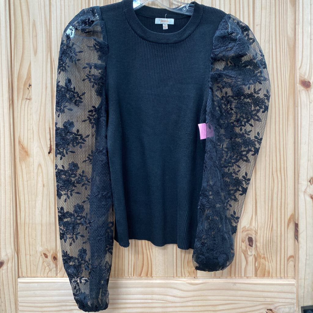 WOMENS PEACH BLK CASUAL TOP L