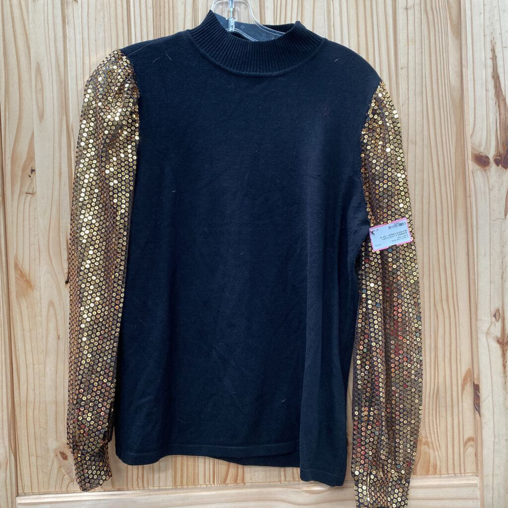 WOMENS A LOVE STORY BLK/GOLD CASUAL TOP M